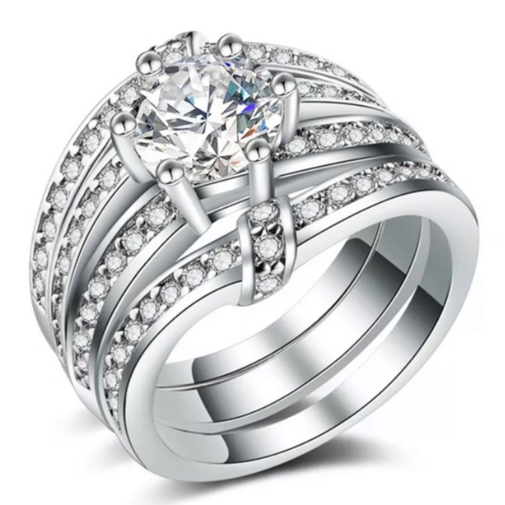 New ❤️ sterling silver white halo diamonds rings - Picture 6 of 7